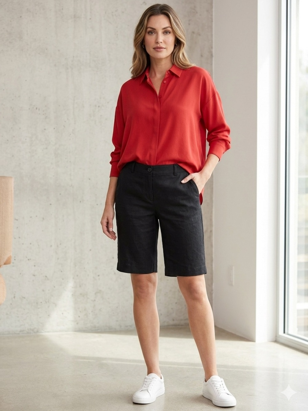 NYDJ Black Bermuda Tailored Linen Blend Shorts NWOT Size 12